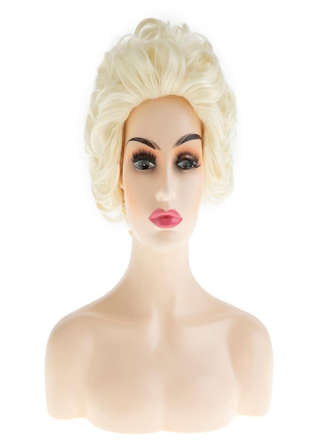Wiwige Short Curly Wavy Blonde Wigs for Women Retro Platinum Blonde Bouffant Synthetic Natural Hair Wig Halloween Costume Cosplay Wig - Image 3