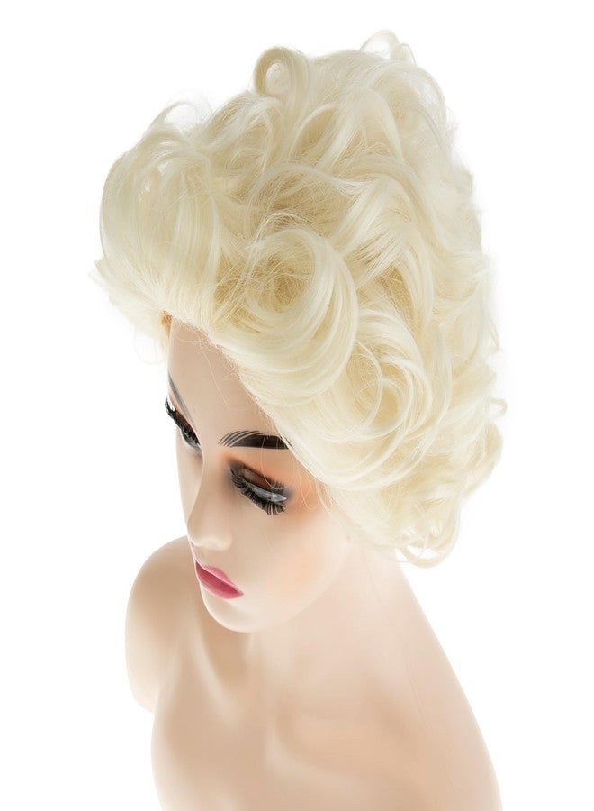 Wiwige Short Curly Wavy Blonde Wigs for Women Retro Platinum Blonde Bouffant Synthetic Natural Hair Wig Halloween Costume Cosplay Wig - Image 4