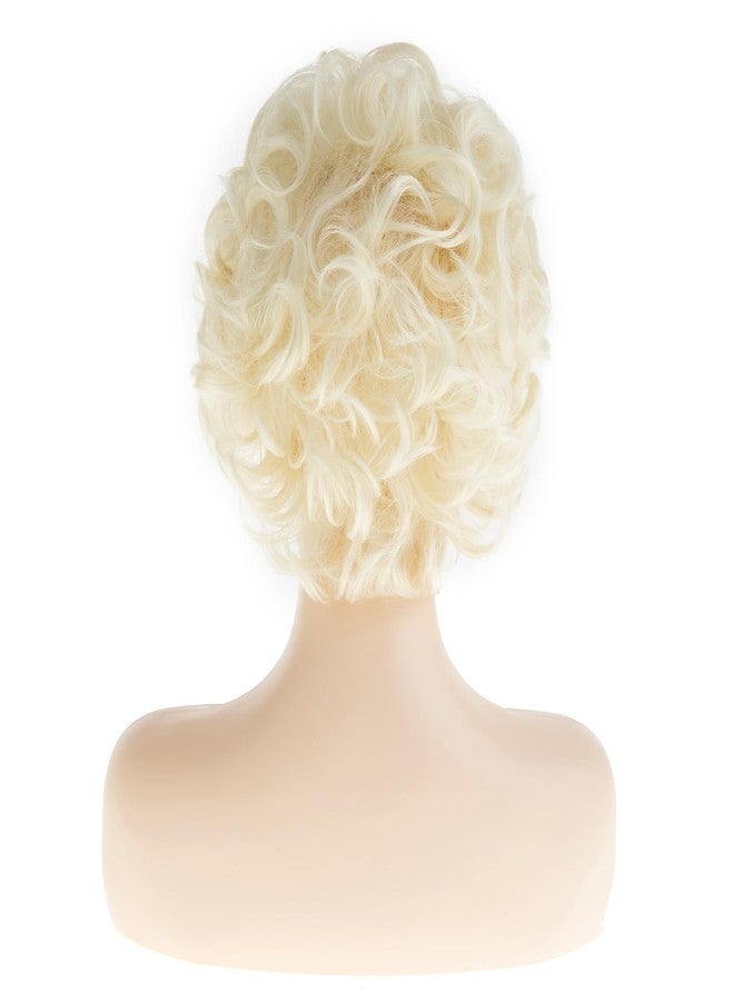 Wiwige Short Curly Wavy Blonde Wigs for Women Retro Platinum Blonde Bouffant Synthetic Natural Hair Wig Halloween Costume Cosplay Wig - Image 5