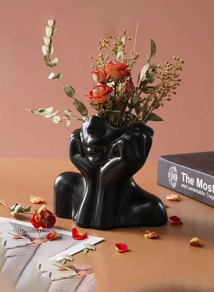 مزهرية شكل رأس أنثى، مزهرية بوهو نسوية بسيطة، مزهرية زهور عصرية على الطراز الاسكندنافي للمنزل وغرفة المعيشة والمكتب وديكور رف الكتب - Image 2