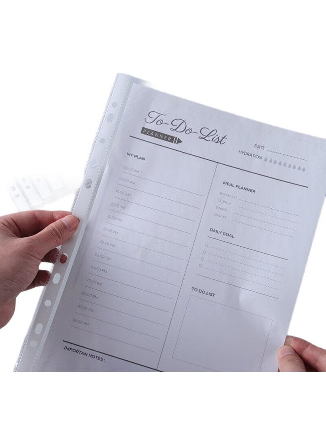 Tango 11-Hole Transparent Document Sleeves, A4 Loose-Leaf Refill, Thickened, 100 Pieces, 11-Hole File Folders, A4 Contract Express Receipt Office Supplies Storage Waterproof Dustproof Pouches - Image 1