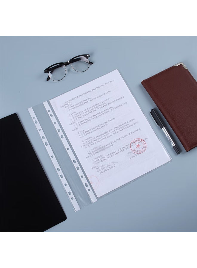 Tango 11-hole Transparent Doent Sleeves, A4 Loose-leaf Refill, Thickened, 100 Pieces, 11-hole File Folders, A4 Contract Express Receipt Office Supplies Storage Waterproof Dustproof Pouches - Image 3