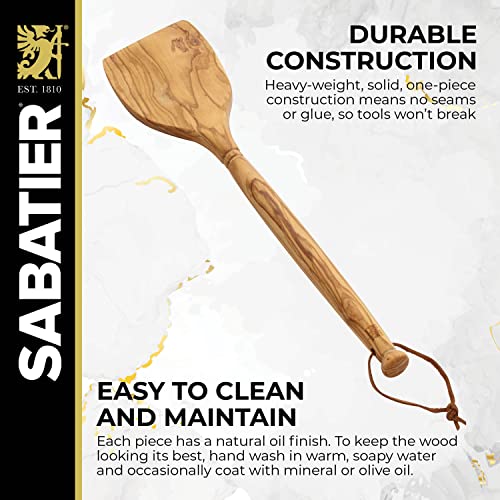 Sabatier Olivewood Turner, Perfect for flipping, scraping, and chopping food, 13.96 x 3.30 x 0.83 " - Image 3