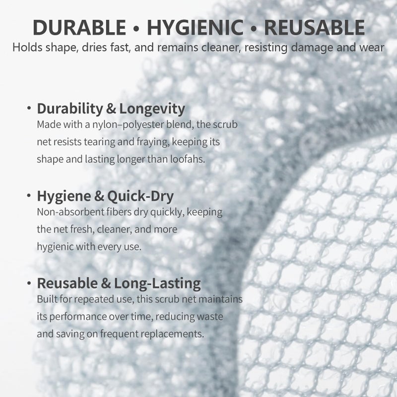 BEAUTAIL Silicone Body Scrubber with Scrub Net Set, BEAUTAIL 2 Pack for Rich Lather, Deep Cleansing, and Exfoliation â€“ Durable, Easy to Clean, Gentle or Firmer Options â€“ 1 Shower Brush Black, 1 Scrub Net Gray - Image 3