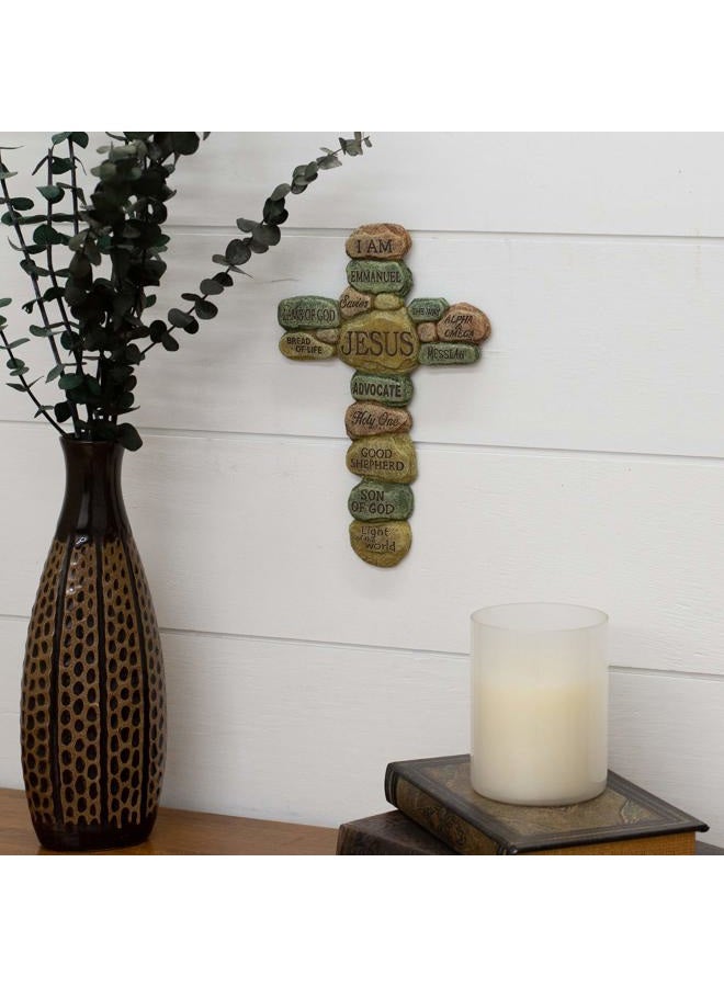 Dicksons Names of Jesus Christ Pebble 10 Inch Resin Decorative Hanging Wall Cross - Image 2