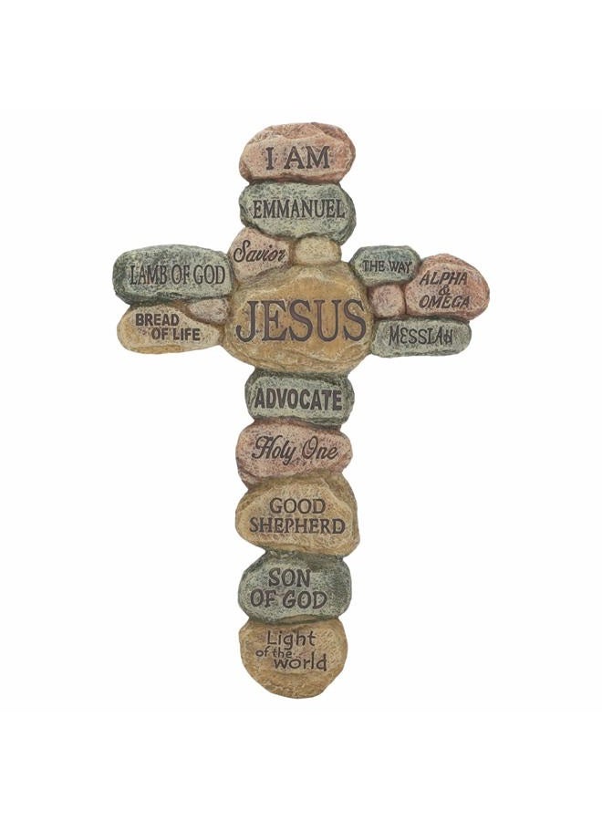 Dicksons Names of Jesus Christ Pebble 10 Inch Resin Decorative Hanging Wall Cross - Image 1