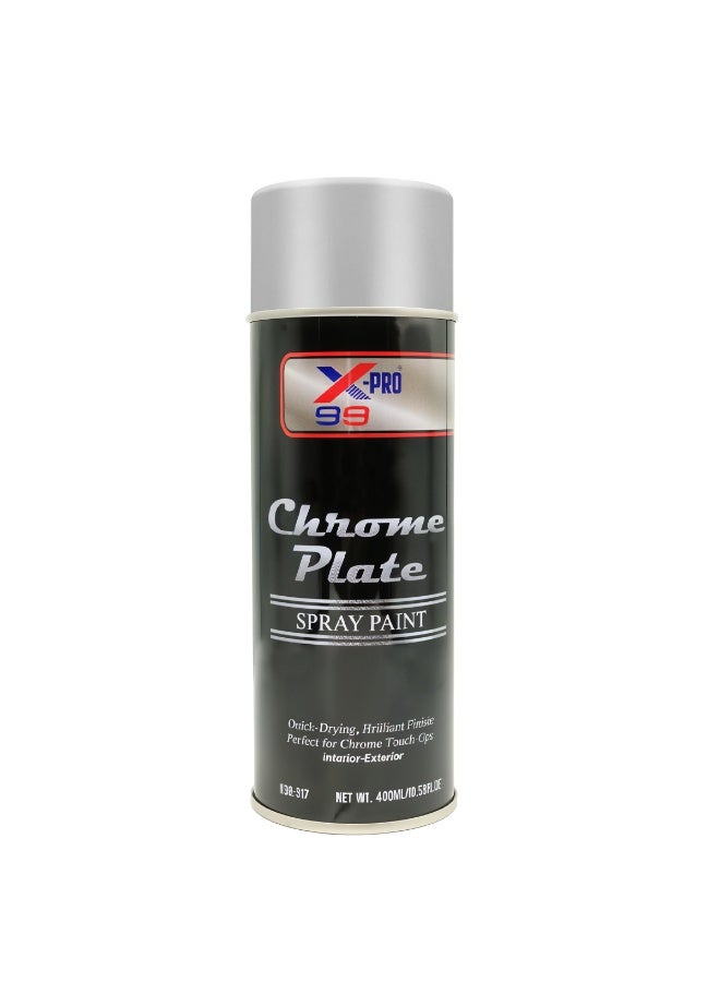 X-PRO Chrome Spray Paint 400ml Mirror Finish Metallic Silver Spray Paint for Car Bike Alloy Wheel Metal Plastic Chrome Effect Coating Fast Dry Spray Paint - Image 1