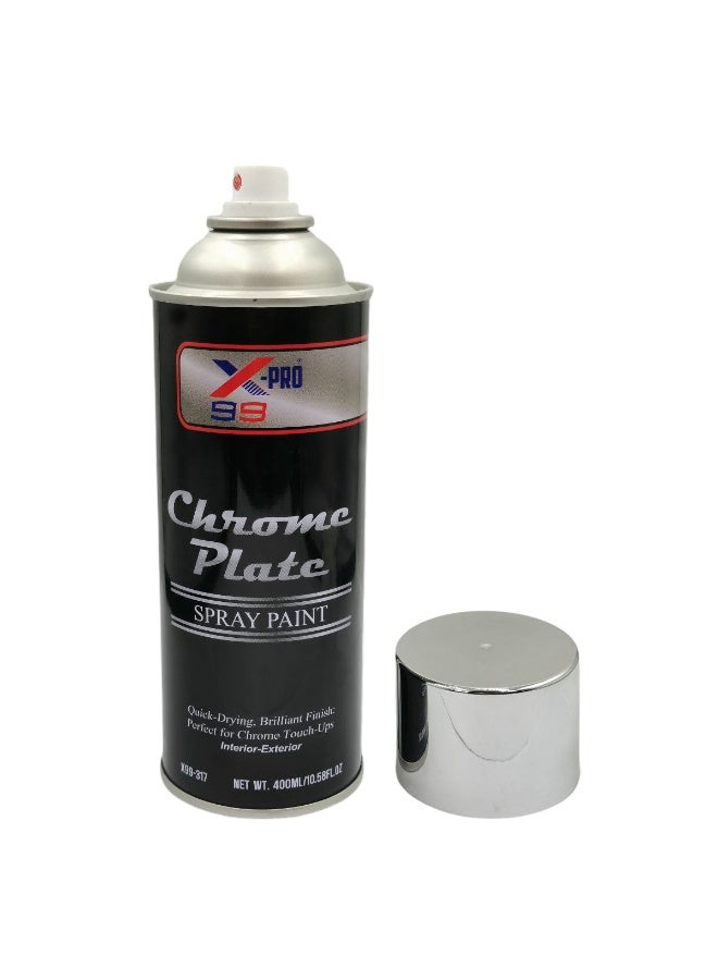 X-PRO Chrome Spray Paint 400ml Mirror Finish Metallic Silver Spray Paint for Car Bike Alloy Wheel Metal Plastic Chrome Effect Coating Fast Dry Spray Paint - Image 2