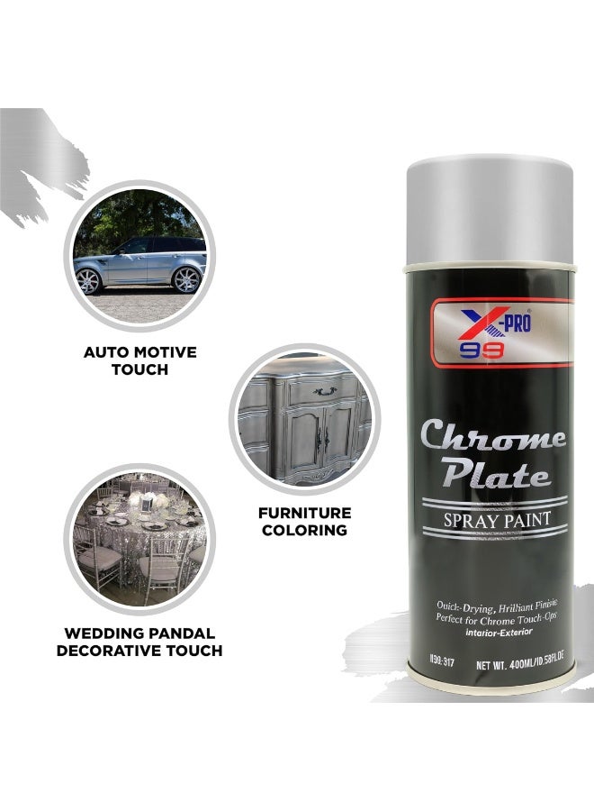 X-PRO Chrome Spray Paint 400ml Mirror Finish Metallic Silver Spray Paint for Car Bike Alloy Wheel Metal Plastic Chrome Effect Coating Fast Dry Spray Paint - Image 4
