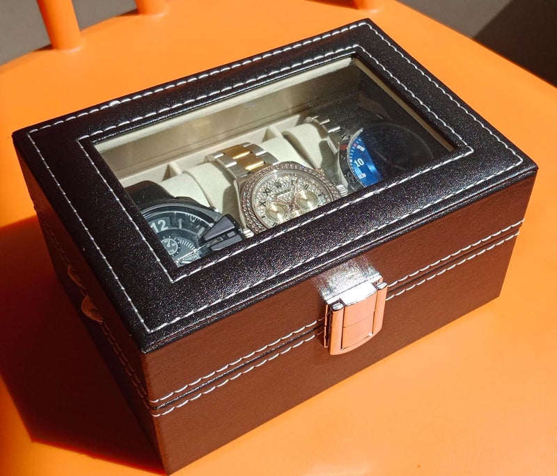 Awestuffs 3 Slot Watch Box for Men and Women - Image 4