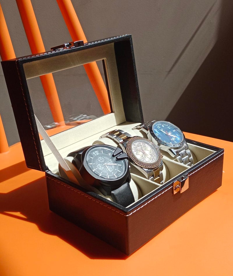 Awestuffs 3 Slot Watch Box for Men and Women - Image 3
