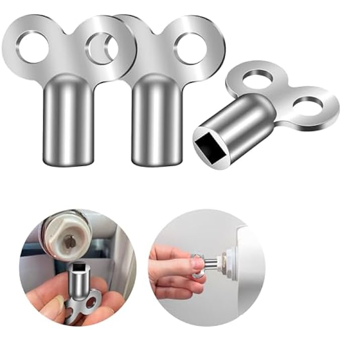 RADIATOR BLEED KEY, METAL TRIANGULAR KEY, 3 ZINC ALLOY ALUMINIUM, RADIATOR BLEED KEY, RADIATOR VALVE CLOCK KEY FOR BLEEDING AND BLEEDING - Image 1