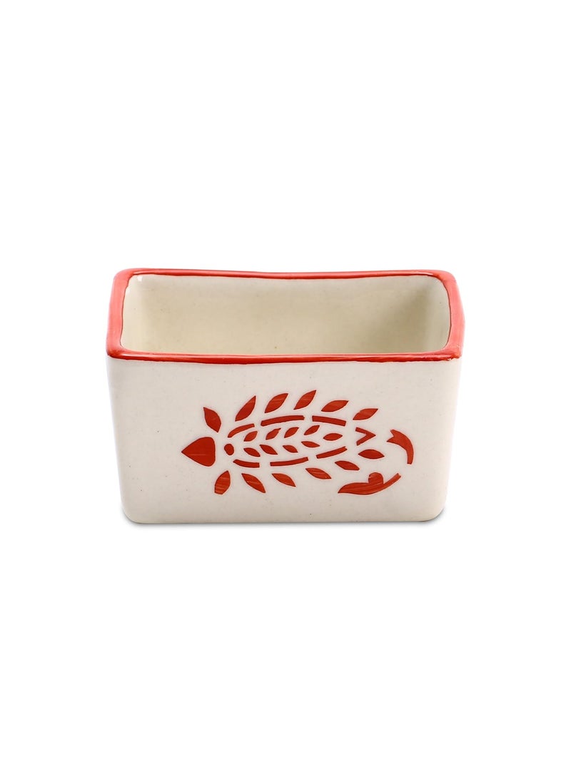 Caffeine Ceramic Handmade Red Boota Dip Sauce Set of 2 50 ML