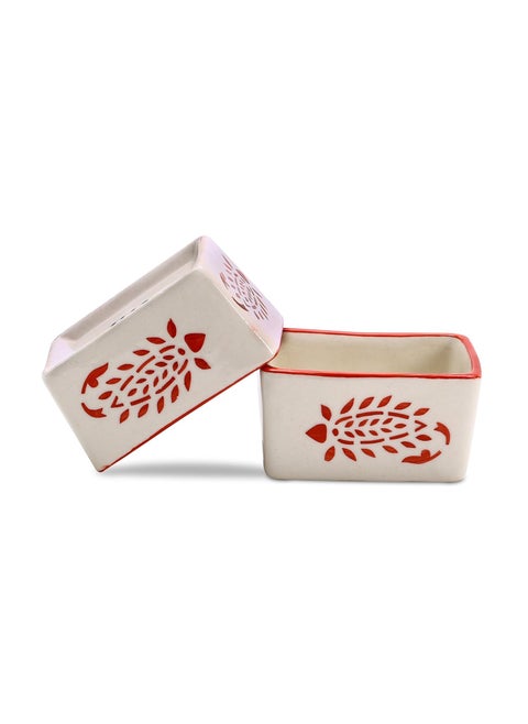Caffeine Ceramic Handmade Red Boota Dip Sauce Set of 2 50 ML