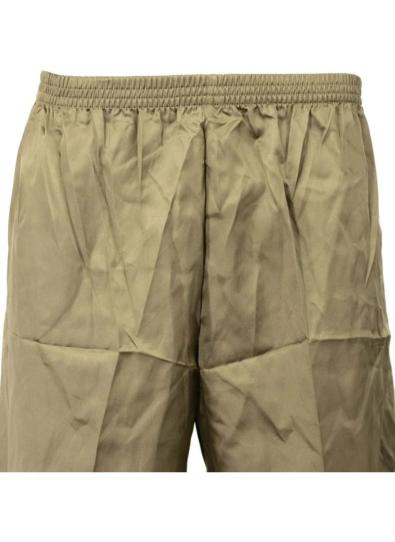 Oppland Men's Satin Fabric Shorts Solid Color Elastic Waist No Pocket Lightweight Fabric