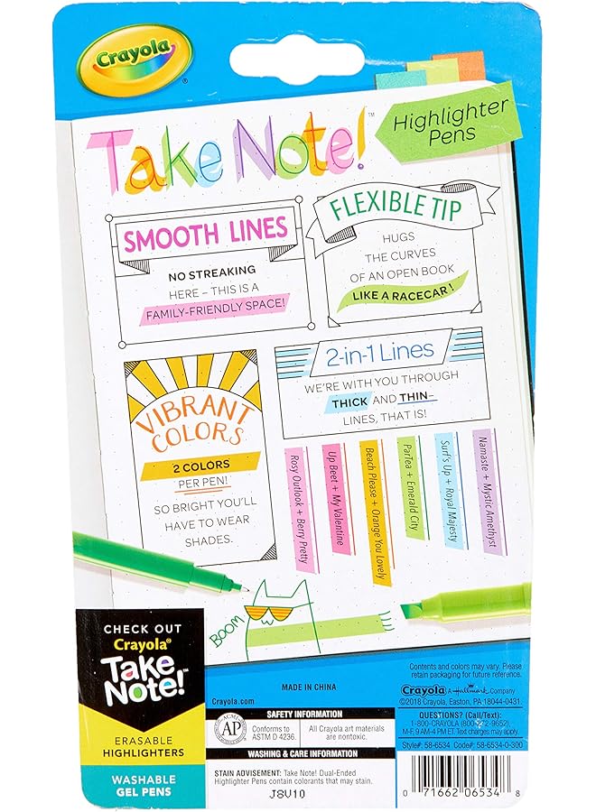 كرايولا أقلام تحديد الملاحظات وأقلام ذات طرفين بألوان متنوعة ومستلزمات مدرسية في المنزل وحرف يدوية للأطفال، عدد 6 - Image 2