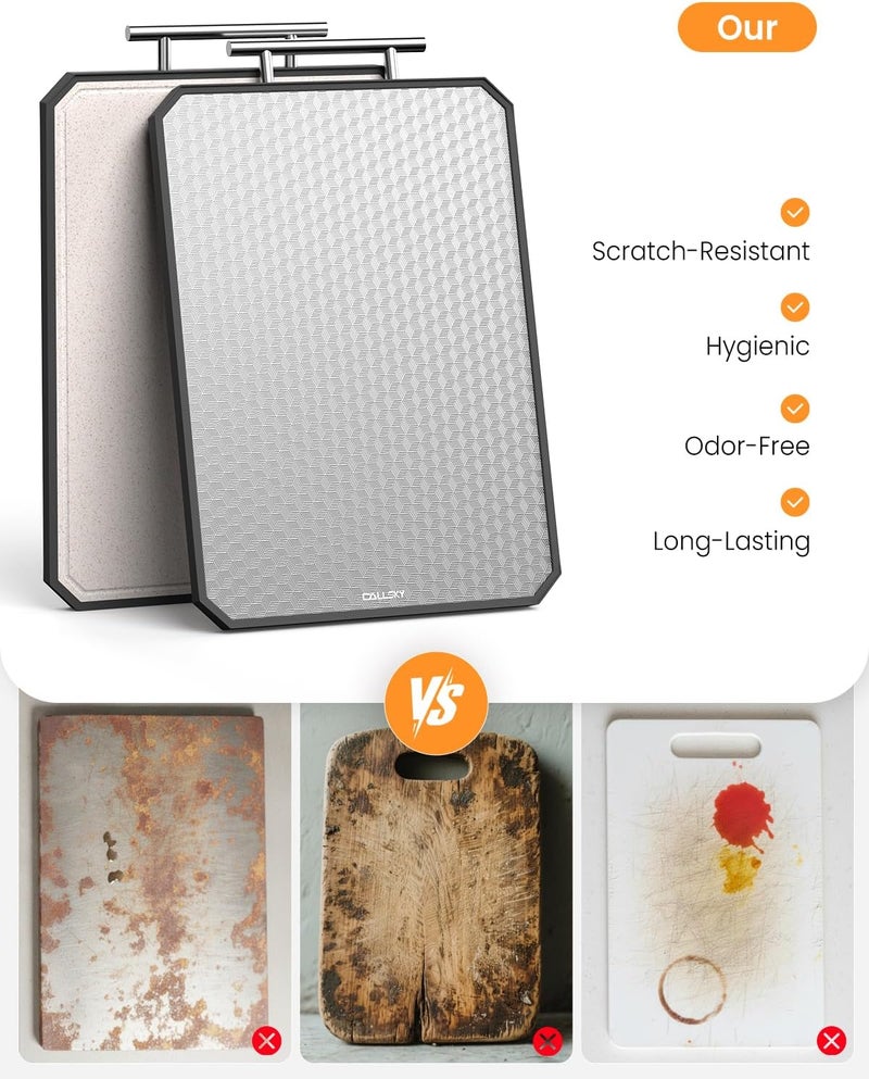 Callsky Cutting Board for Kitchen, Non Toxic Titanium Cutting Board, Double-Sided Metal Chopping Board with Juice Groove, Cutting Boards for Meat, Vegetables and Fruits, Dishwasher Safe Large 16”×11” - Image 5