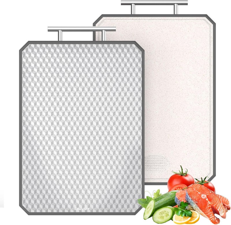 Callsky Cutting Board for Kitchen, Non Toxic Titanium Cutting Board, Double-Sided Metal Chopping Board with Juice Groove, Cutting Boards for Meat, Vegetables and Fruits, Dishwasher Safe Large 16”×11” - Image 1
