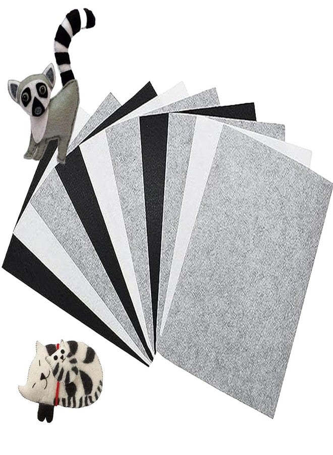 CANVASS Pack of 10 Bright A4 Size Multicolored Stiff Felt Sheet 21x31 cm 8x12 Inches (A4 Size, Dk.Grey Lt.Grey White) - Image 1