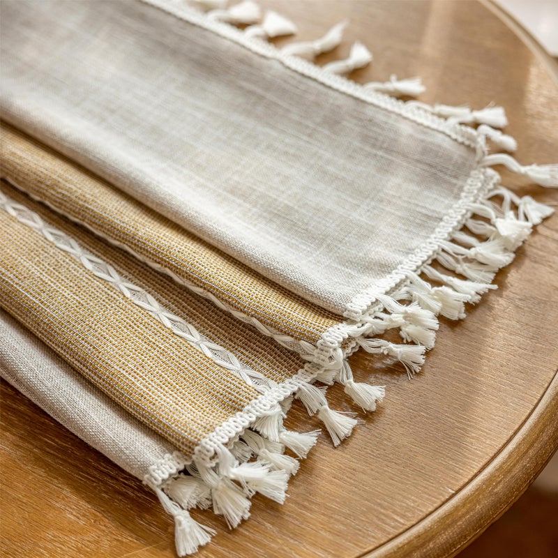 Sutuo Home Boho Curtains 84 inches Long for Living Room Dining Room,Light Filtering Farmhouse Vintage Chic Tassels Window Treatment Bohemian Privacy Drape Decor, Rod Pocket 1 Panel 52" W, Khaki Linen - Image 5