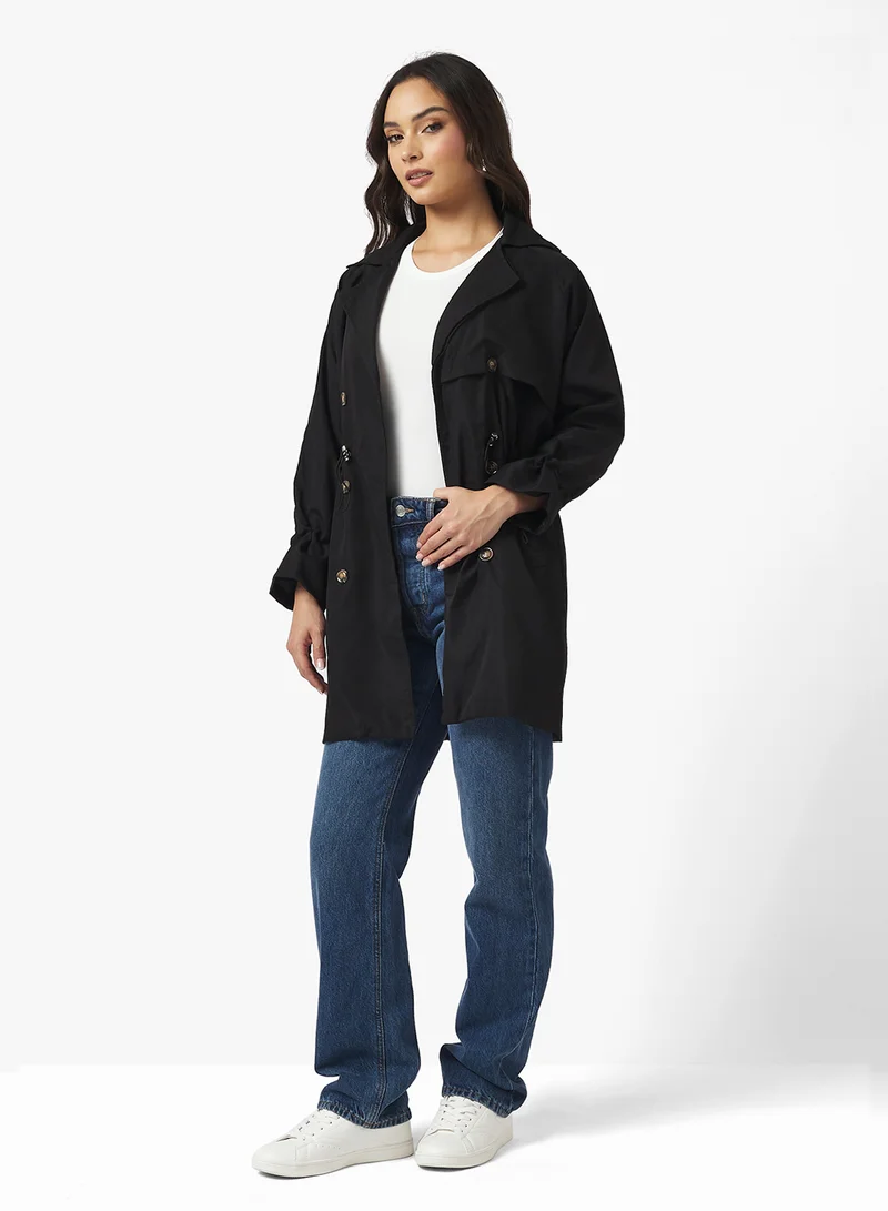 جينجر Oversize Woven Trench Coat