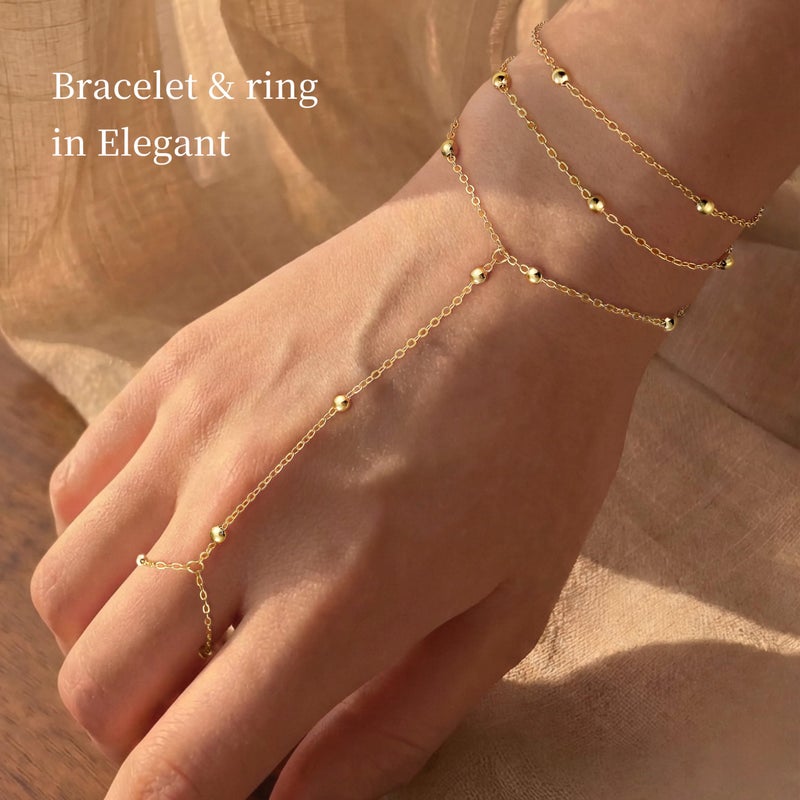 Moodear Gold Bracelet for Women Non Tarnish - Dainty Stack Hand Chain Bracelets set for Women Jewelry - Image 3