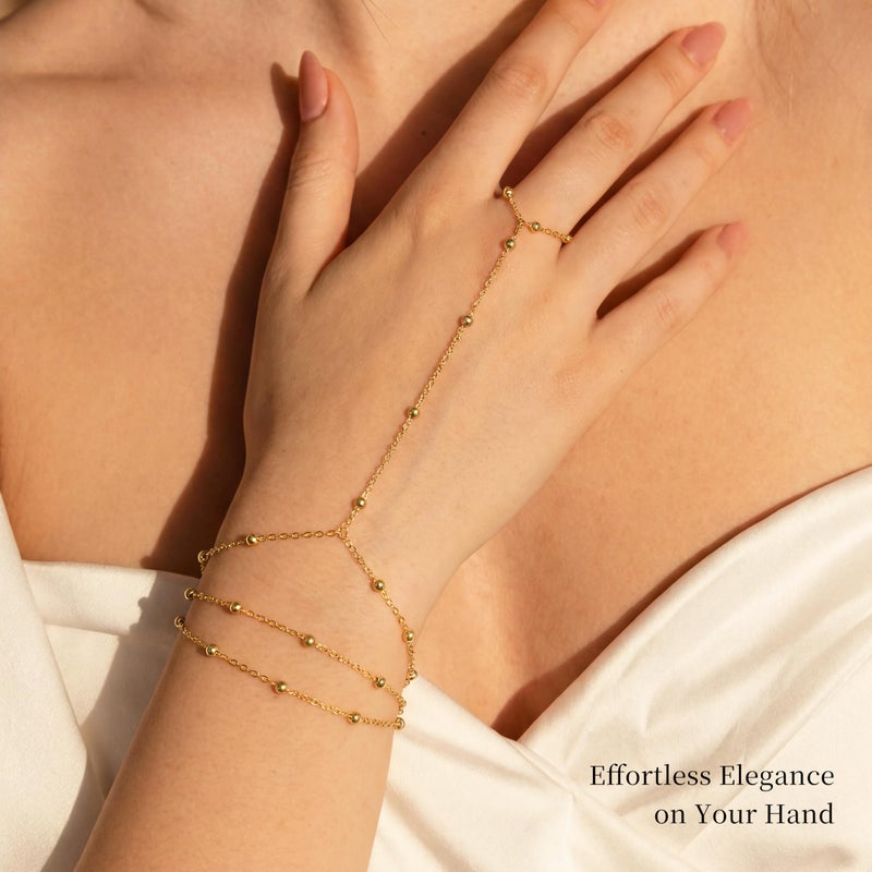 Moodear Gold Bracelet for Women Non Tarnish - Dainty Stack Hand Chain Bracelets set for Women Jewelry - Image 2