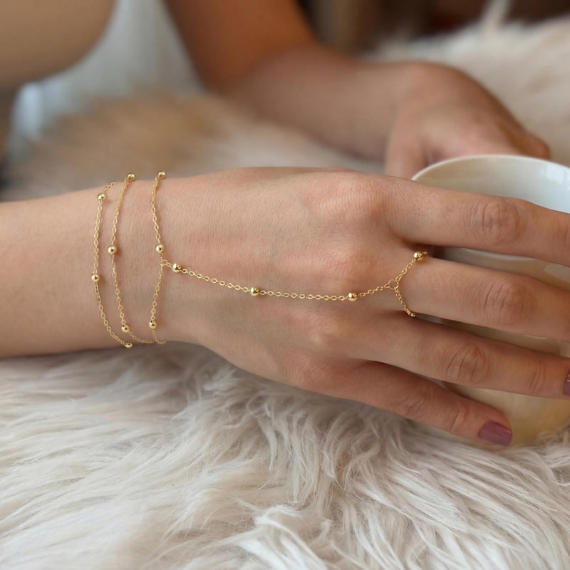 Moodear Gold Bracelet for Women Non Tarnish - Dainty Stack Hand Chain Bracelets set for Women Jewelry - Image 4