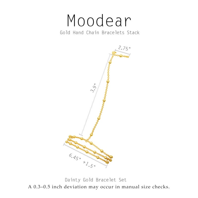 Moodear Gold Bracelet for Women Non Tarnish - Dainty Stack Hand Chain Bracelets set for Women Jewelry - Image 5