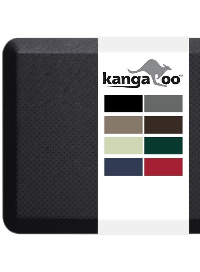 KANGAROO Thick Ergonomic Anti Fatigue Mats for Kitchen Floor, 39x20, Cushioned Standing Office Desk Mat, Waterproof Scratch Resistant Topside, Supportive All Day Comfort Padded Foam Rugs, Black - Image 1