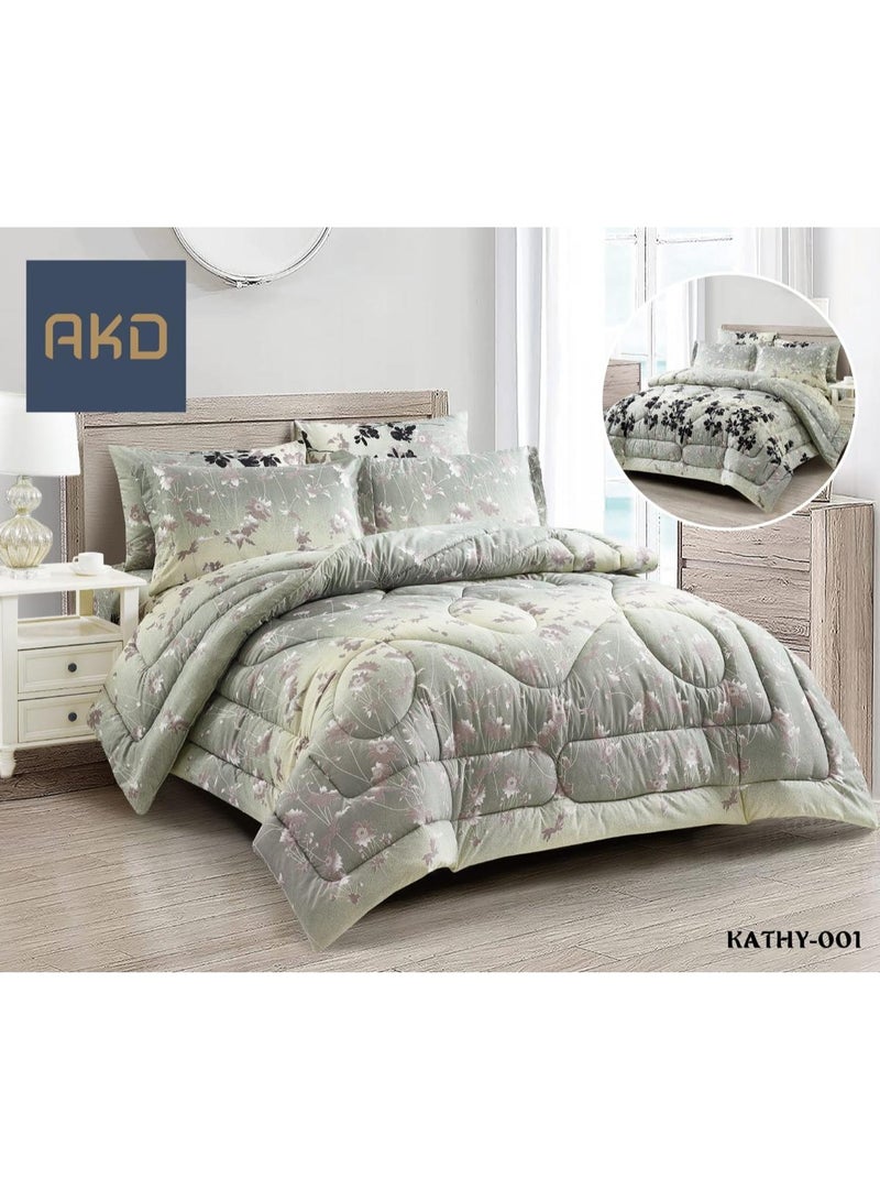 King size bed sheet set, comfortable and soft microfiber material, 6 pieces, double bed sheet, quilt size 220 x 240 cm