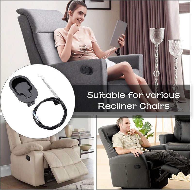 Baridwon 2 Sets Recliner Replacement Parts - Metal Recliner Handle, Release Pull Cable Fits Ashley & Most Recliner Sofas, Exposed Cable Length 5.1 Inches - Image 5