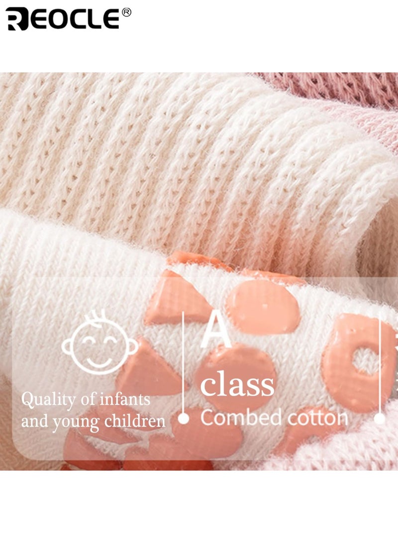 REOCLE 6 Pairs Baby's Cartoon Learning Socks with Soft Sole and Anti-Slip Design Baby Toddler Socks with Gripper Bottom for Indoor Home Daily Use - Image 3