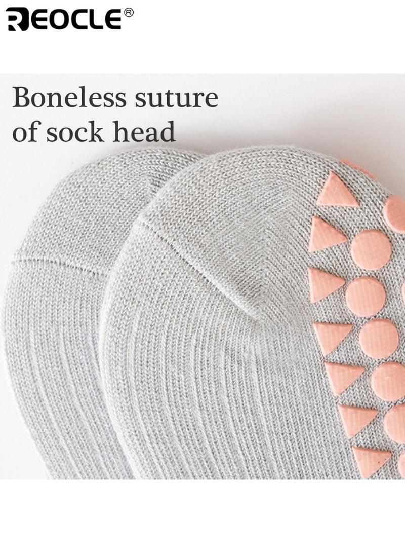 REOCLE 6 Pairs Baby's Cartoon Learning Socks with Soft Sole and Anti-Slip Design Baby Toddler Socks with Gripper Bottom for Indoor Home Daily Use - Image 5