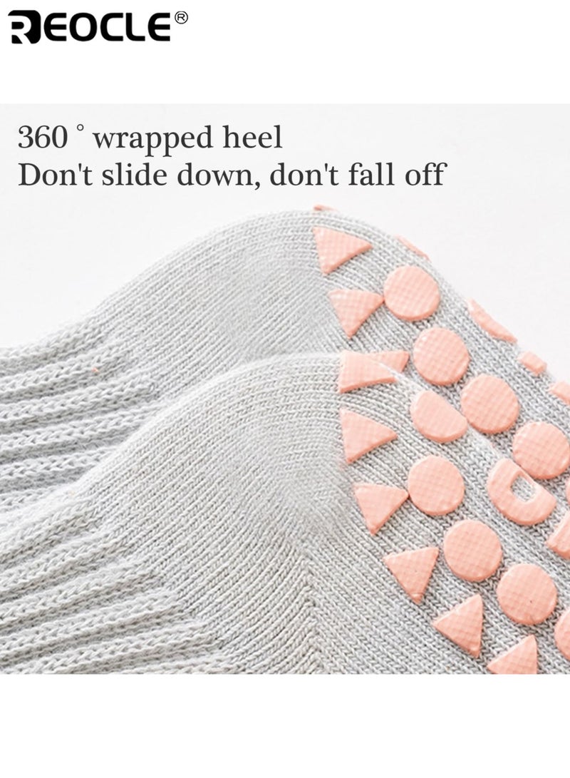 REOCLE 6 Pairs Baby's Cartoon Learning Socks with Soft Sole and Anti-Slip Design Baby Toddler Socks with Gripper Bottom for Indoor Home Daily Use - Image 4