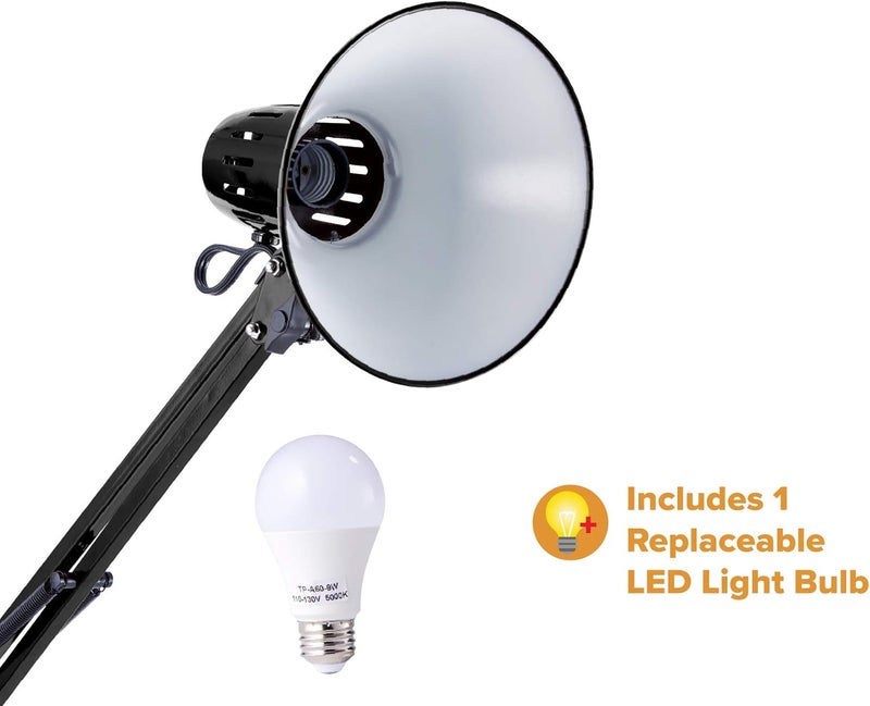 Bostitch Office VLF100D Swing Arm Desk Lamp, Metal, 36" Reach with Multi-Joint Adjustment, Includes Replaceable LED Bulb (VLF), Black - Image 5