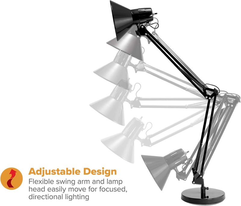 Bostitch Office VLF100D Swing Arm Desk Lamp, Metal, 36" Reach with Multi-Joint Adjustment, Includes Replaceable LED Bulb (VLF), Black - Image 4