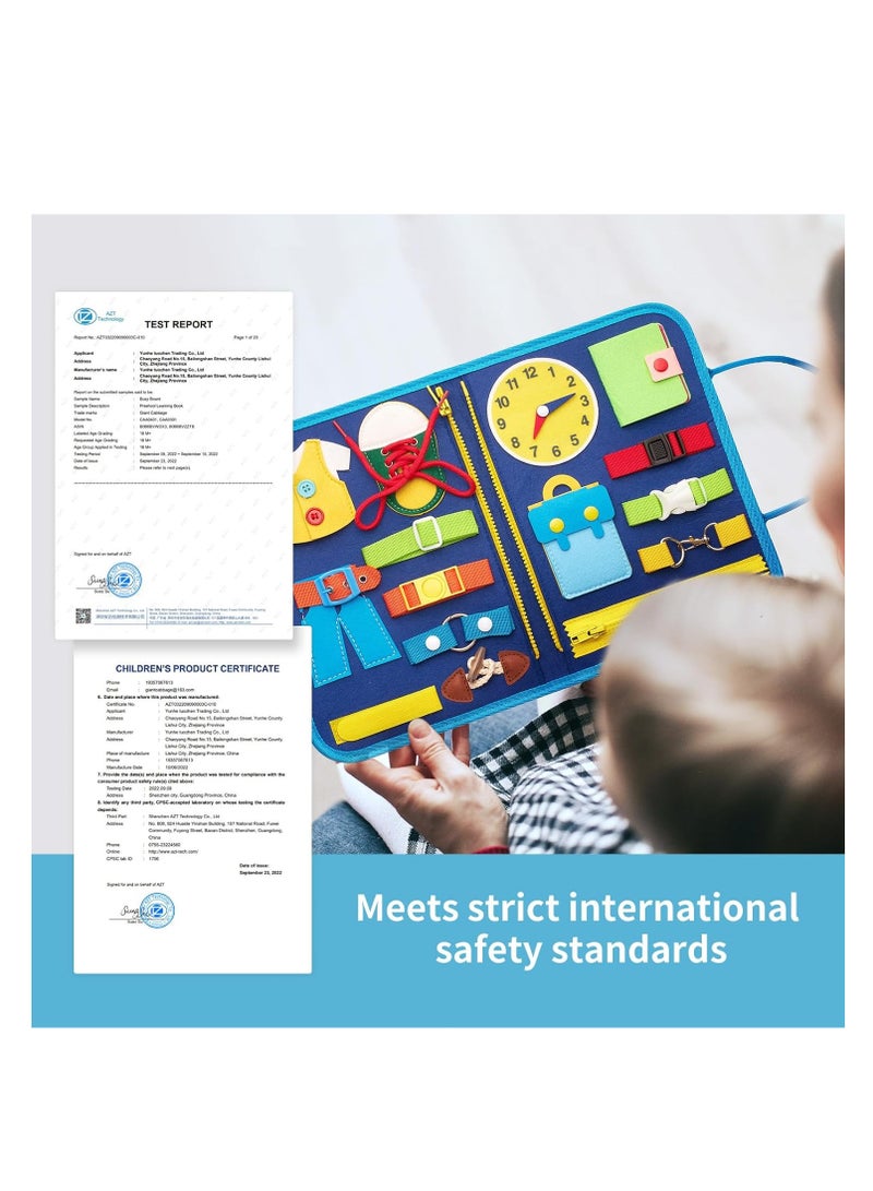 SOLARAE Dinosaur Busy Board for Toddlers 1-4 Years, Educational Travel Activity Toy, Montessori Fine Motor Skills Development for Boys & Girls, Perfect Gift for Ages 2-4 (Blue) - Image 5