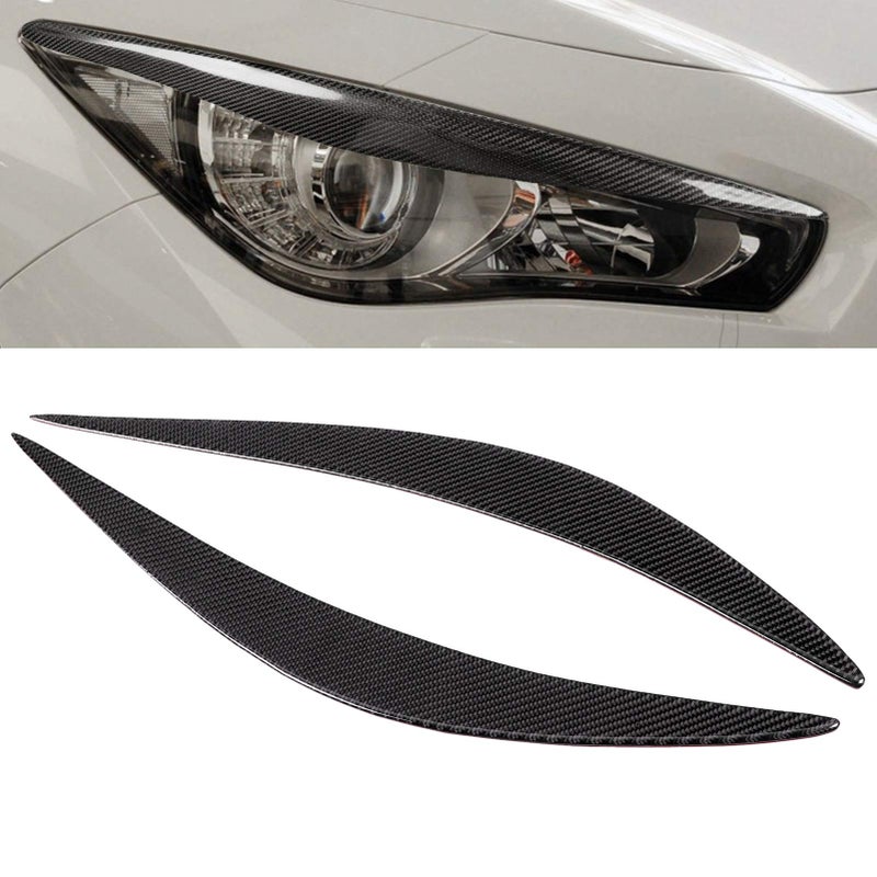 غطاء حواف مصابيح أمامية من ألياف الكربون لسيارة كامروسك متوافق مع إنفينيتي Q50 20142019
