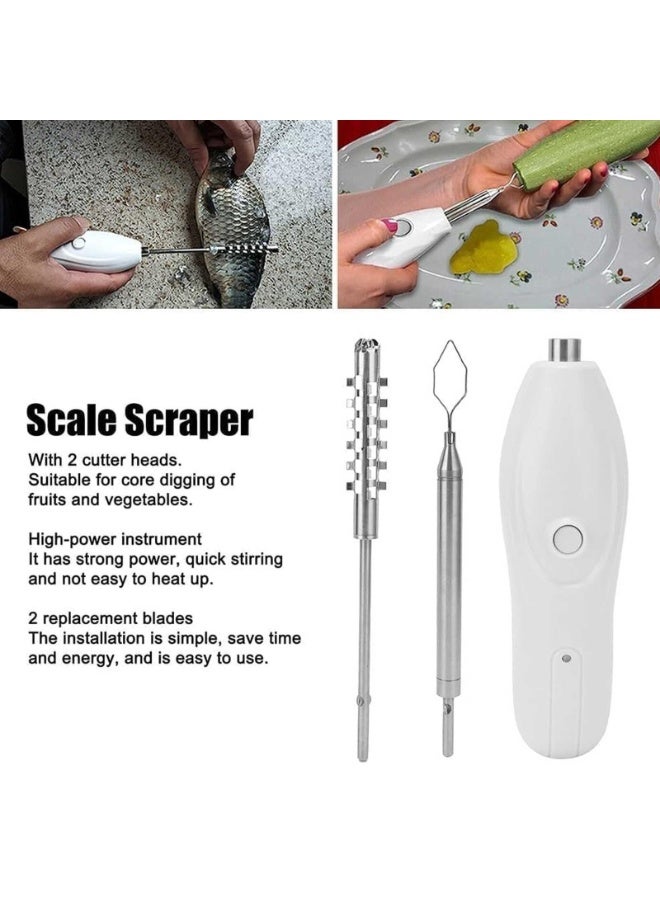 ريزونيكس أداة كهربائية لاسلكية 2 في 1 لتقشير الخضار والأسماك - قابلة لإعادة الشحن، مصنوعة من الفولاذ المقاوم للصدأ، مع رؤوس قابلة للتبديل للكوسا والفلفل والفواكه والمأكولات البحرية - Image 3