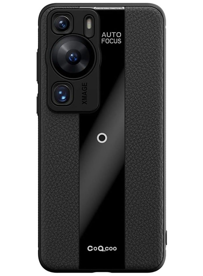General Huawei P60 Pro Luxury case TPU Frame & Electroplated Glass & Leather Back Cover Compatible with Huawei P60 Pro Camera Protection Shockproof Case  - Image 1