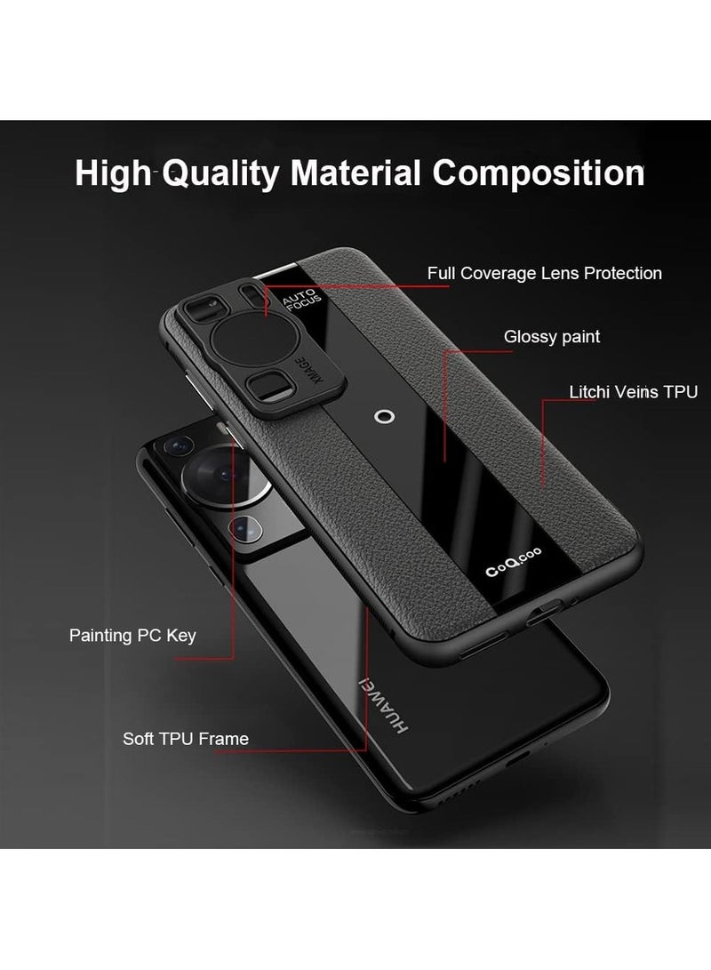 General Huawei P60 Pro Luxury case TPU Frame & Electroplated Glass & Leather Back Cover Compatible with Huawei P60 Pro Camera Protection Shockproof Case  - Image 3