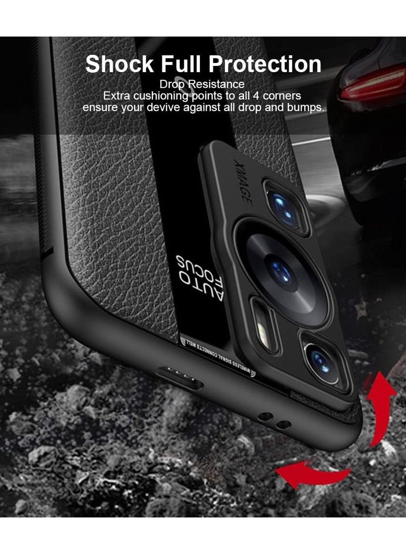 General Huawei P60 Pro Luxury case TPU Frame & Electroplated Glass & Leather Back Cover Compatible with Huawei P60 Pro Camera Protection Shockproof Case  - Image 4