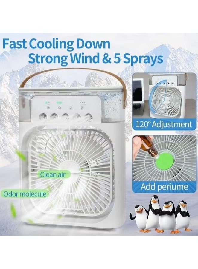 WEEDASI Portable Air Cooler Fan Mini Evaporative Air Cooler with 7 Colors LED Light Timer 3 Wind Speeds and 3 Spray Modes 3555 White  - Image 5