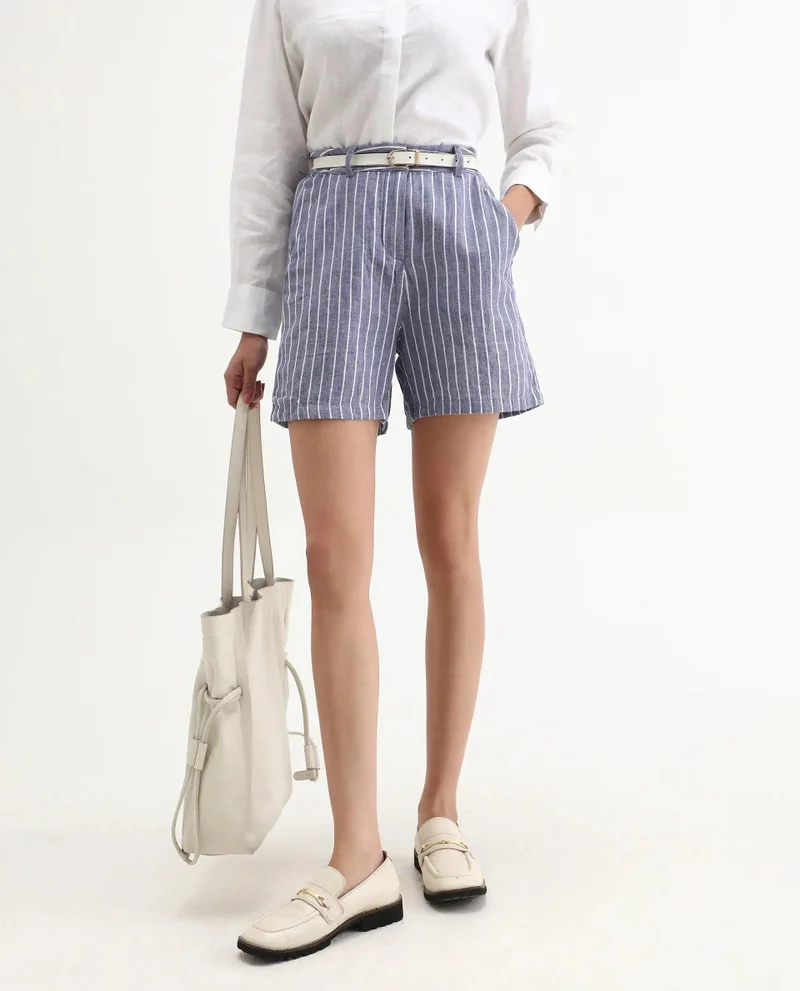 ريريزم Women's Linen Stripe Tailored Bermudas