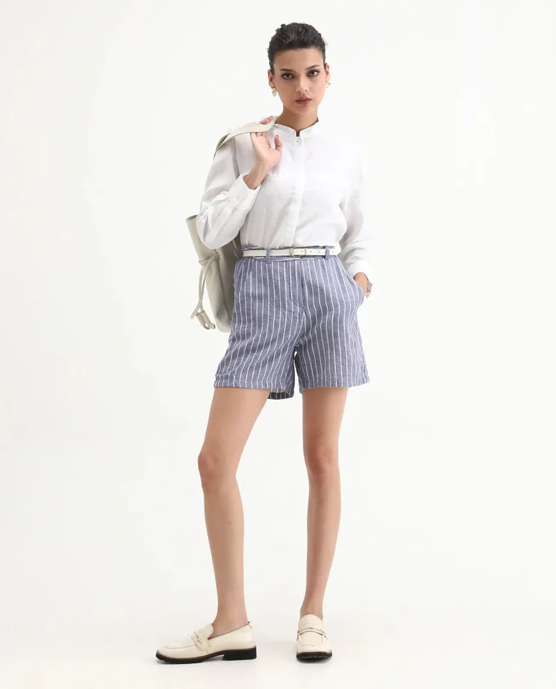 ريريزم Women's Linen Stripe Tailored Bermudas