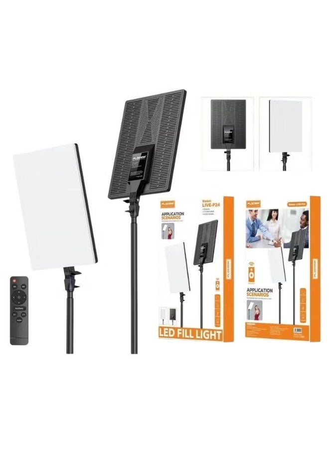التخطيط PLOKAMA LIVE-P24 إضاءة LED ملء - إضاءة فيديو فائقة السطوع قابلة للتعديل مع جهاز تحكم عن بعد للبث والتصوير الفوتوغرافي والاجتماعات. - Image 2