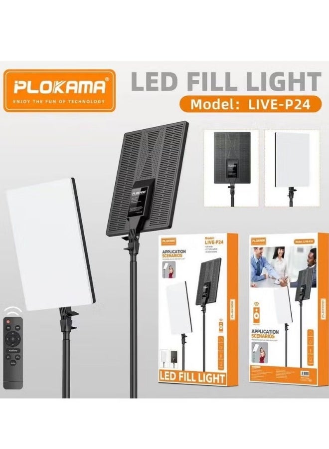 التخطيط PLOKAMA LIVE-P24 إضاءة LED ملء - إضاءة فيديو فائقة السطوع قابلة للتعديل مع جهاز تحكم عن بعد للبث والتصوير الفوتوغرافي والاجتماعات. - Image 4