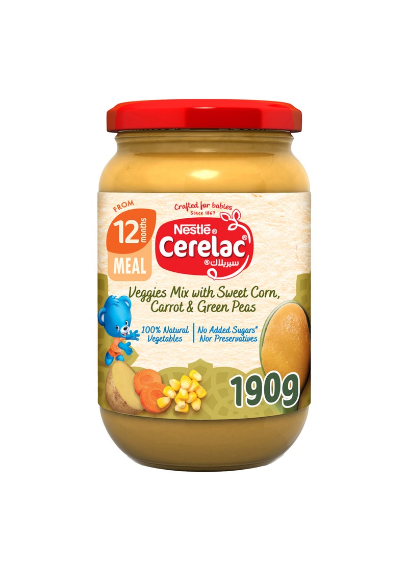 Cerelac Mixed Vegetables Sweet Corn Carrot & Green Peas Puree Baby Food (12m+) 190gm - Image 1