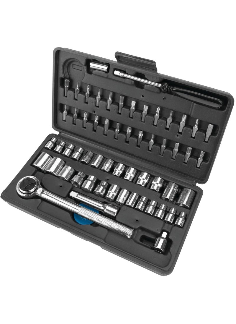 Generic Multifunctional 60-Piece Car Socket Wrench Set - Complete Auto Repair Tool Kit, Wrench Spanner Set with Ratchet Handle & Sockets for Cars, Trucks & Motorcycles - Durable Toolbox Organizer  - Image 1